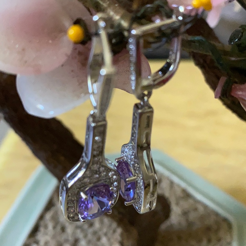 Vintage 925 alexandrite white sapphire earring